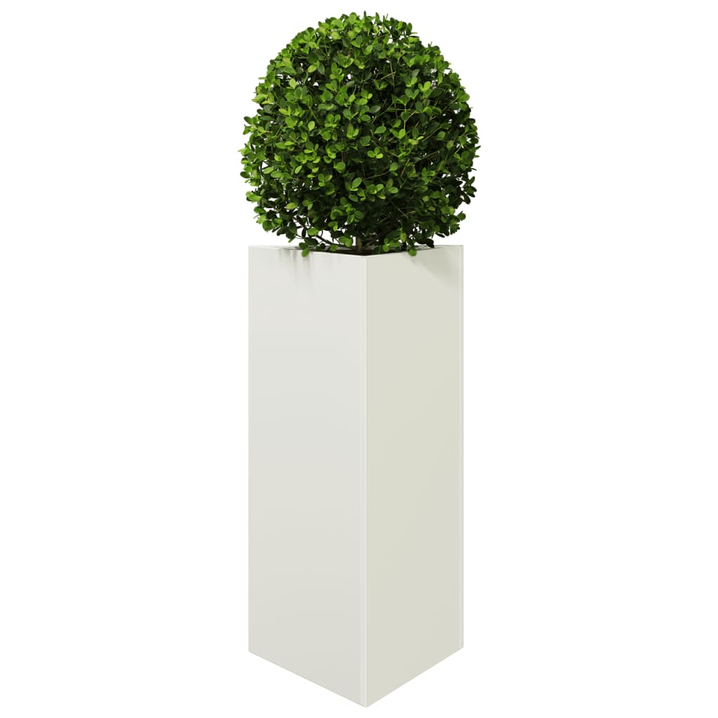 Utendørs Blomsterkasse Plantekasse Metall Hvit trekantet 40x34,5x70 cm stål