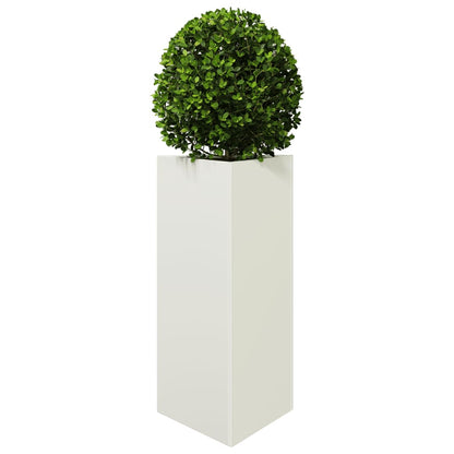 Utendørs Blomsterkasse Plantekasse Metall Hvit trekantet 40x34,5x70 cm stål