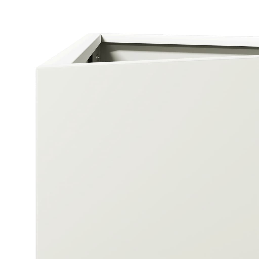 Utendørs Blomsterkasse Plantekasse Metall Hvit trekantet 40x34,5x70 cm stål