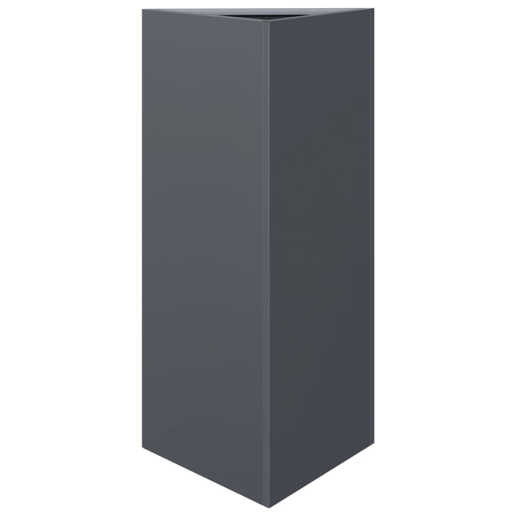 Utendørs Blomsterkasse Plantekasse Metall antrasitt trekantet 40x34,5x70 cm stål