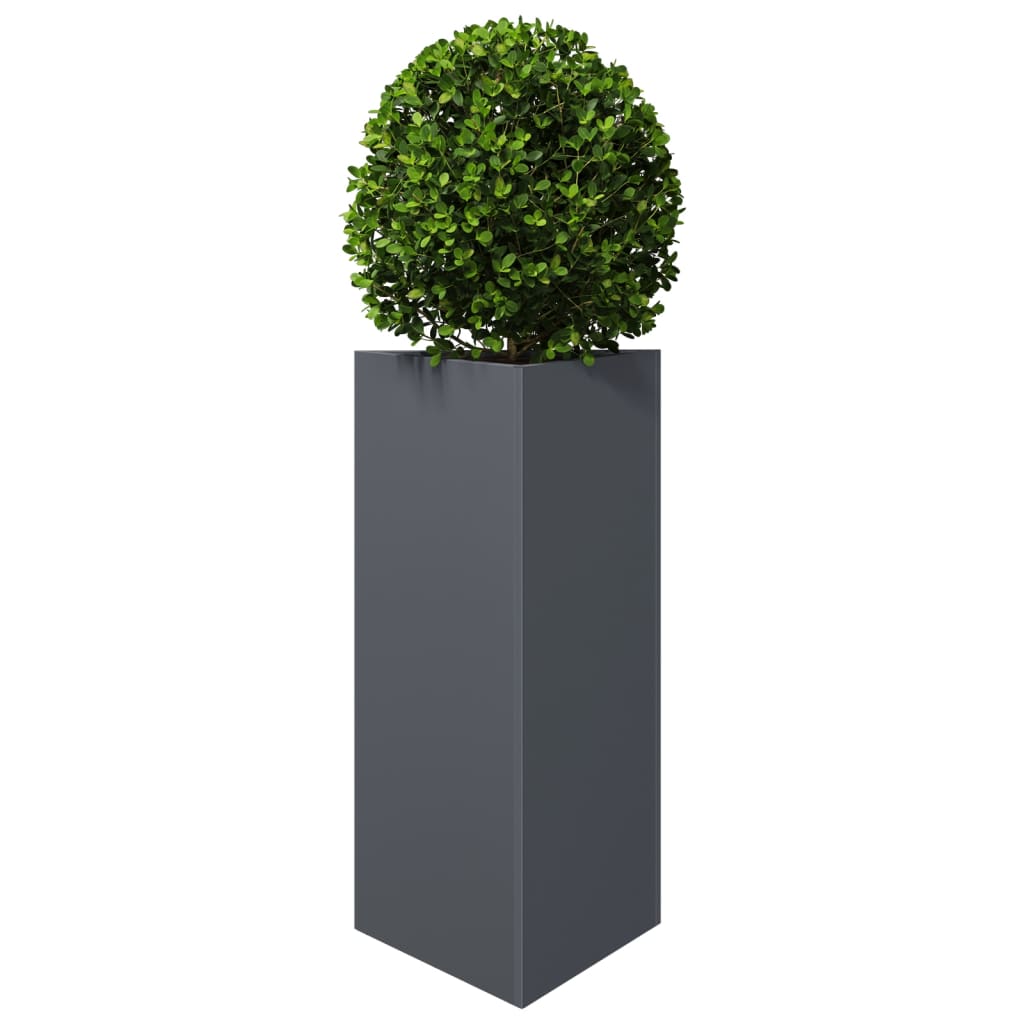 Utendørs Blomsterkasse Plantekasse Metall antrasitt trekantet 40x34,5x70 cm stål