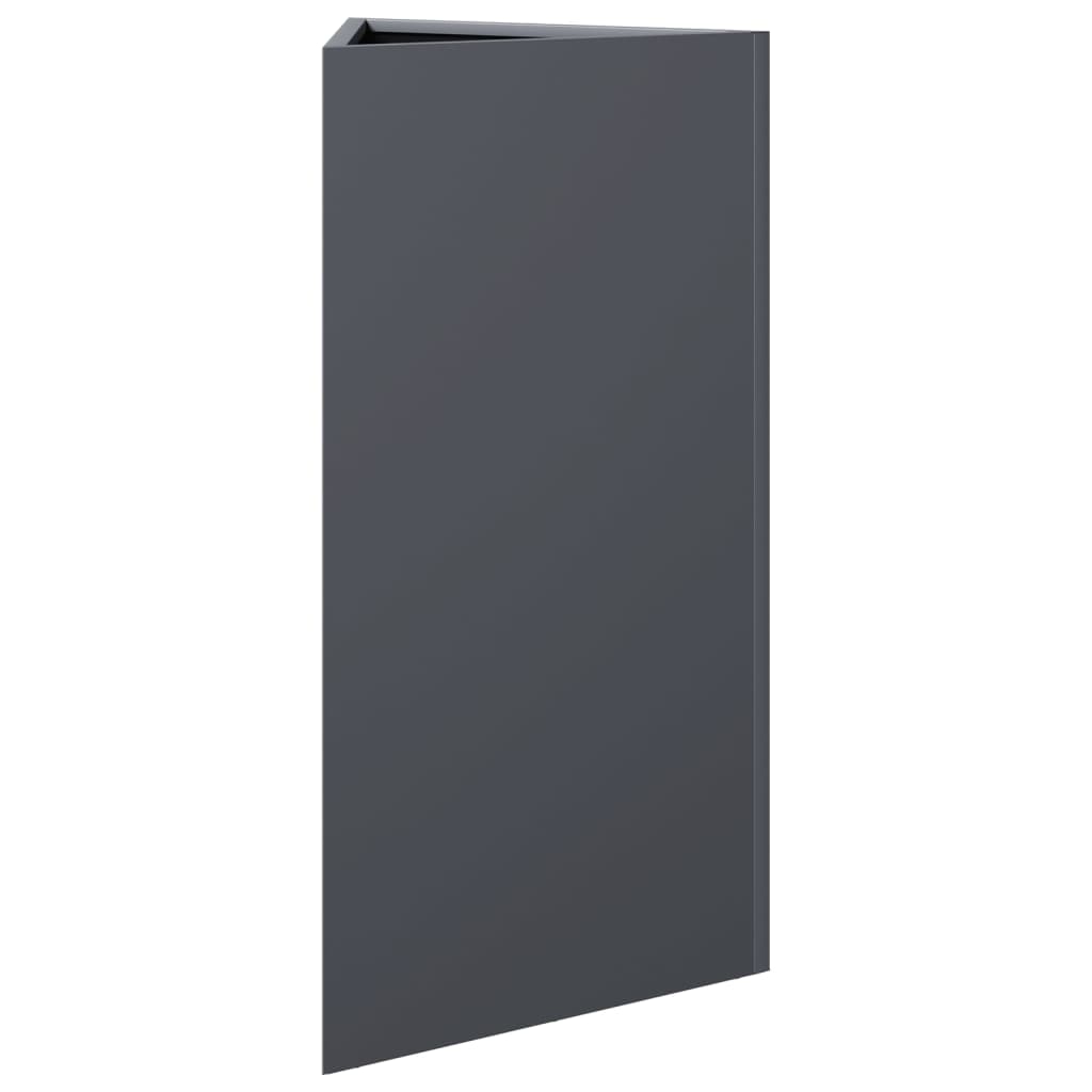 Utendørs Blomsterkasse Plantekasse Metall antrasitt trekantet 40x34,5x70 cm stål