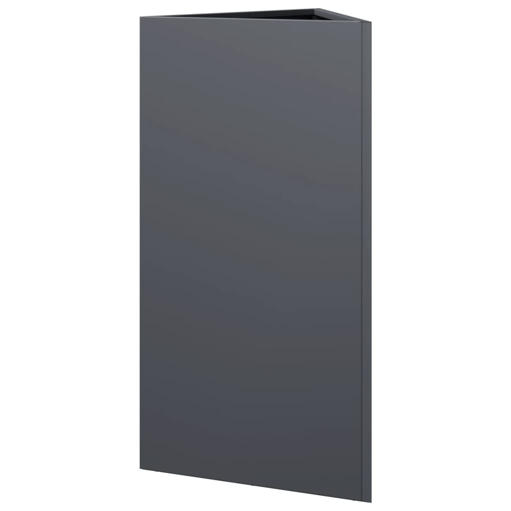Utendørs Blomsterkasse Plantekasse Metall antrasitt trekantet 40x34,5x70 cm stål