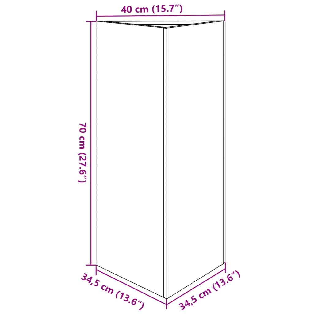 Utendørs Blomsterkasse Plantekasse Metall antrasitt trekantet 40x34,5x70 cm stål