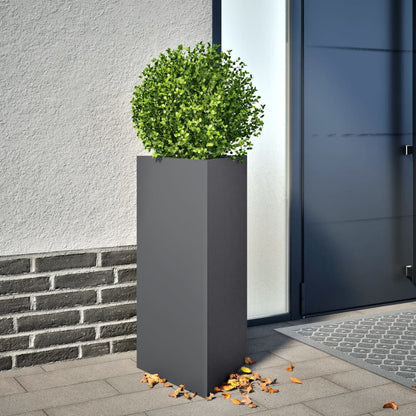 Utendørs Blomsterkasse Plantekasse Metall antrasitt trekantet 40x34,5x70 cm stål