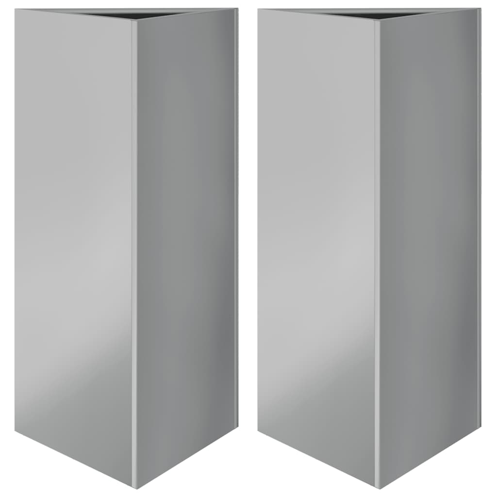 Plantekasser 2 stk trekantet 40x40x75 cm galvanisert stål