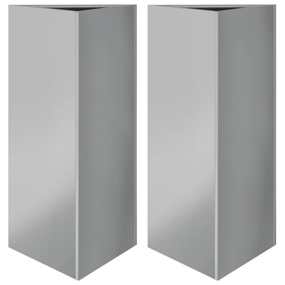 Plantekasser 2 stk trekantet 40x40x75 cm galvanisert stål