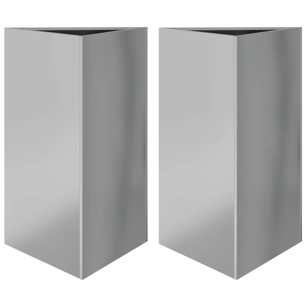 Plantekasser 2 stk trekantet 50x43x75 cm galvanisert stål