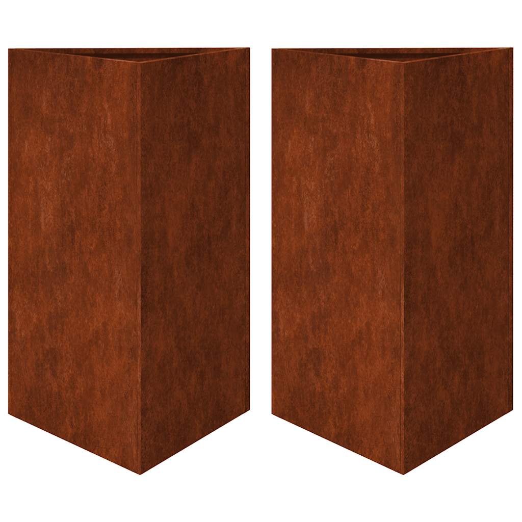hageplanter 2 stk trekantede 50x43x75 cm oksidert stål
