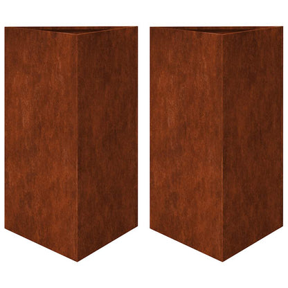 hageplanter 2 stk trekantede 50x43x75 cm oksidert stål