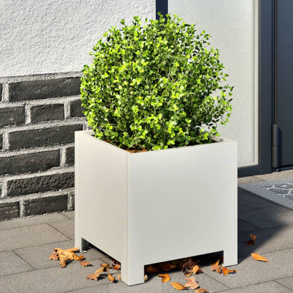 Utendørs Blomsterpotte Metallr 2 stk Hvit 30x30x30 cm stål