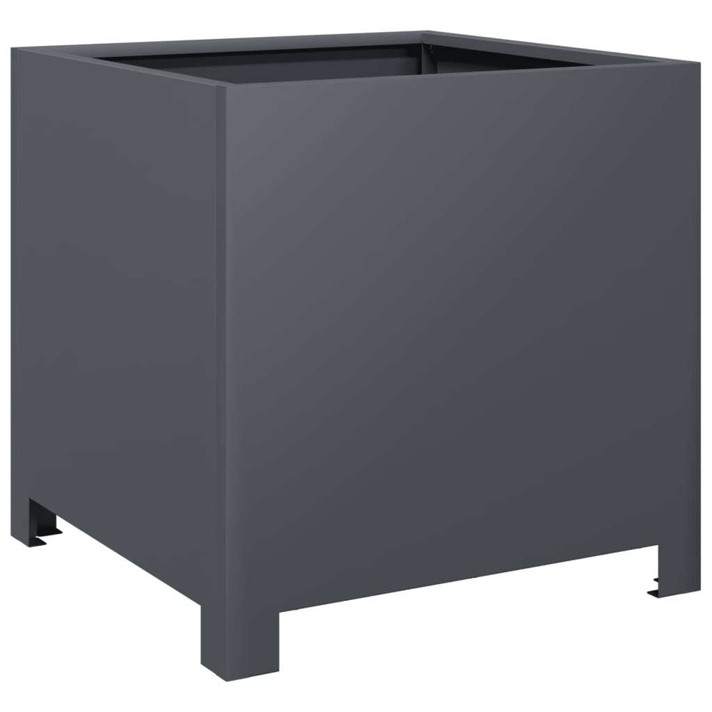 Utendørs Blomsterkasse Plantekasse Metall antrasitt 40x40x40 cm stål
