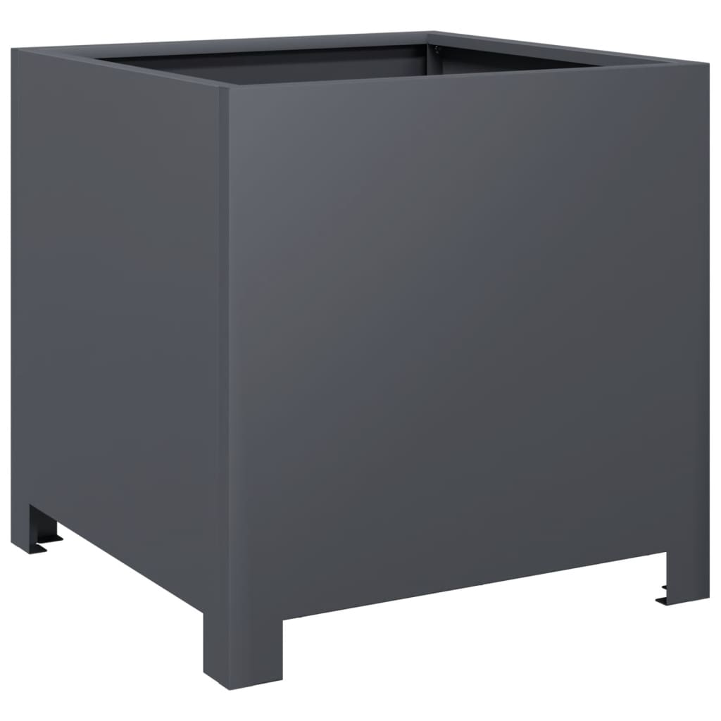 Utendørs Blomsterkasse Plantekasse Metall antrasitt 40x40x40 cm stål