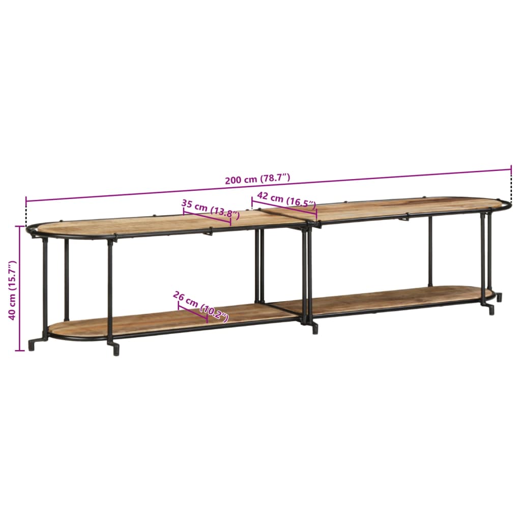 TV-Møbel Tre Tv-benk 200x42x40 cm grov heltre mango