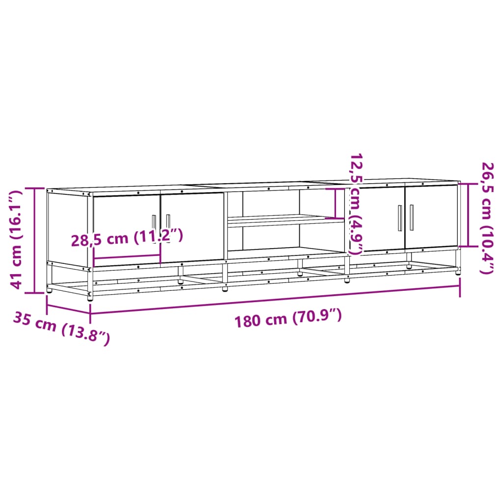 TV-Møbel Svart TV-benk 180x35x41 cm