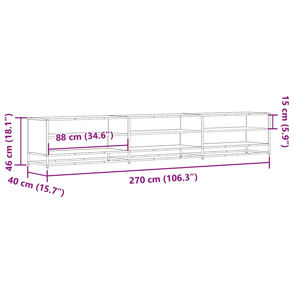 TV-Møbel Svart TV-benk 270x40x46 cm
