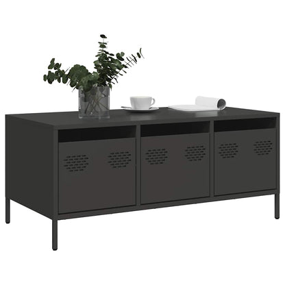 Salongbord Sofabord Svart 101,5x50x43,5 cm kaldvalset stål