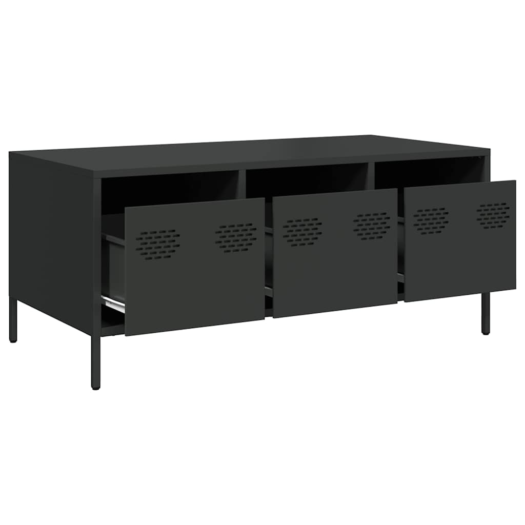 Salongbord Sofabord Svart 101,5x50x43,5 cm kaldvalset stål
