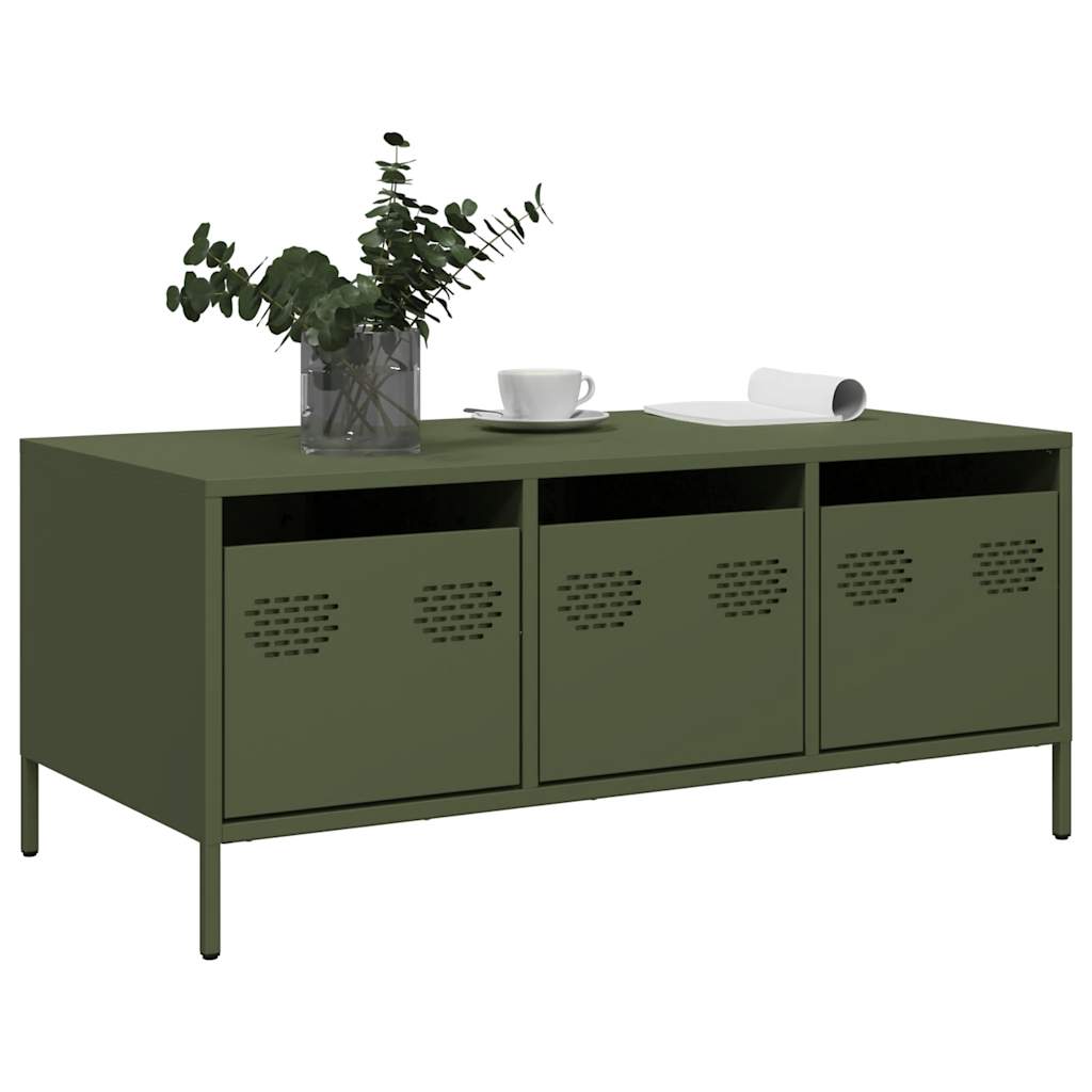 Salongbord Sofabord DIV. olivengrønn 101,5x50x43,5 cm kaldvalset stål