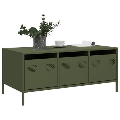 Salongbord Sofabord DIV. olivengrønn 101,5x50x43,5 cm kaldvalset stål