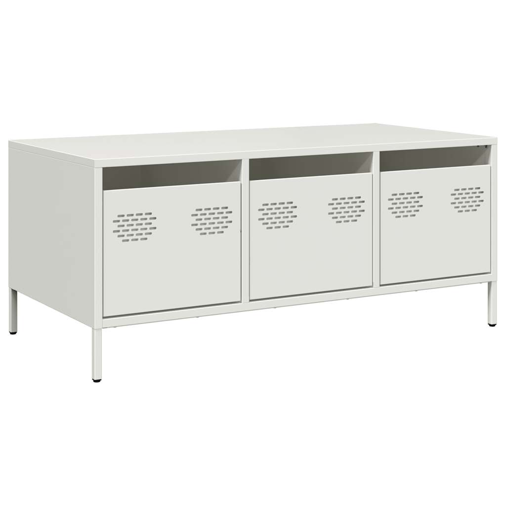 Salongbord Sofabord Hvit 101,5x50x43,5 cm kaldvalset stål
