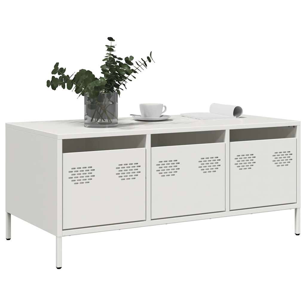 Salongbord Sofabord Hvit 101,5x50x43,5 cm kaldvalset stål