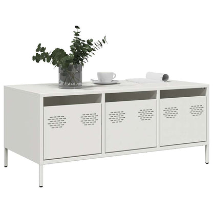 Salongbord Sofabord Hvit 101,5x50x43,5 cm kaldvalset stål