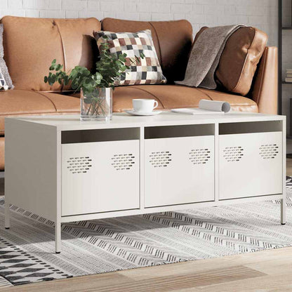 Salongbord Sofabord Hvit 101,5x50x43,5 cm kaldvalset stål