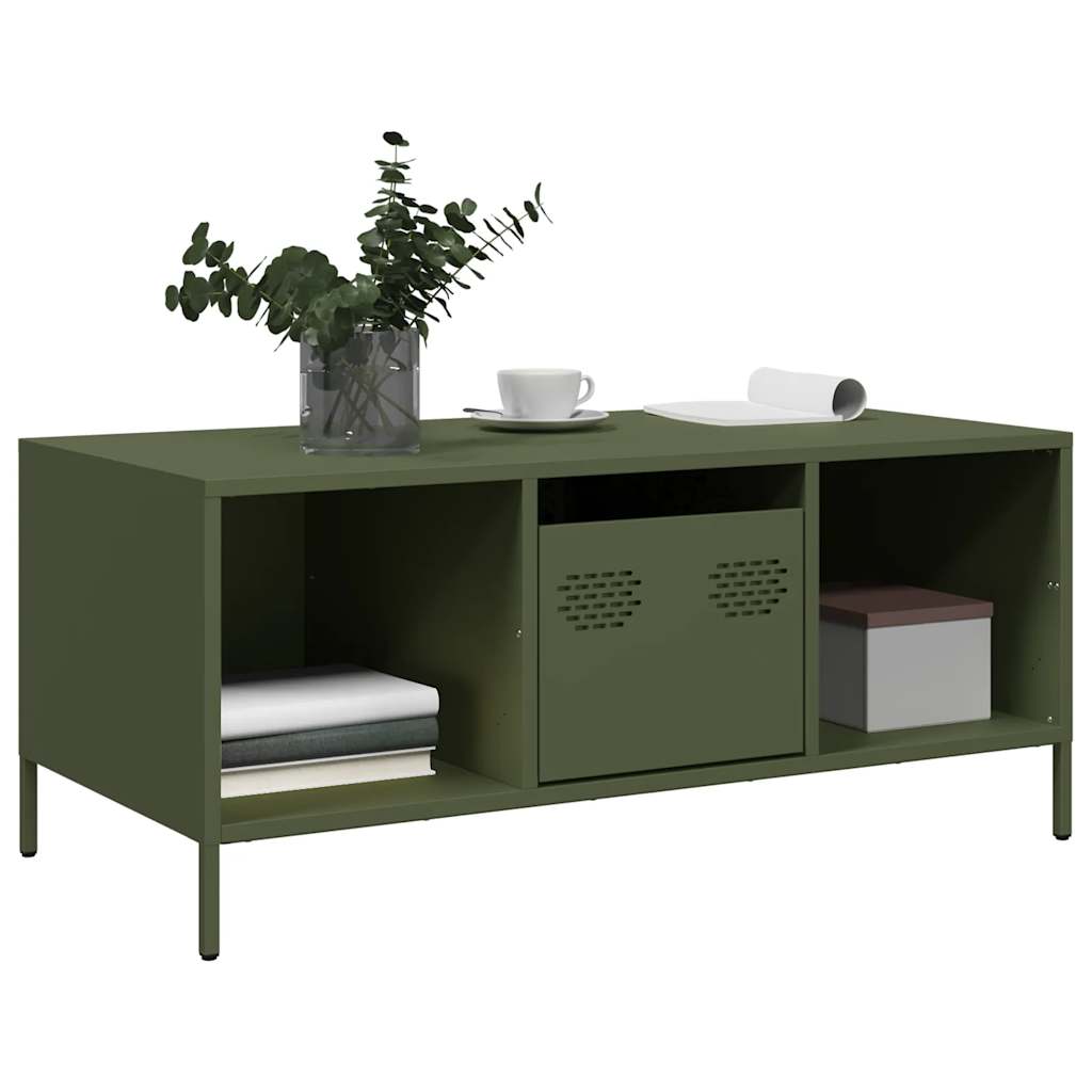 Salongbord Sofabord DIV. olivengrønn 101,5x50x43,5 cm kaldvalset stål