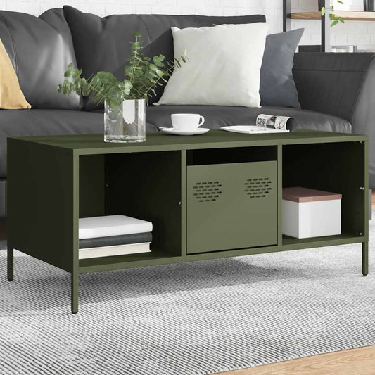 Salongbord Sofabord DIV. olivengrønn 101,5x50x43,5 cm kaldvalset stål