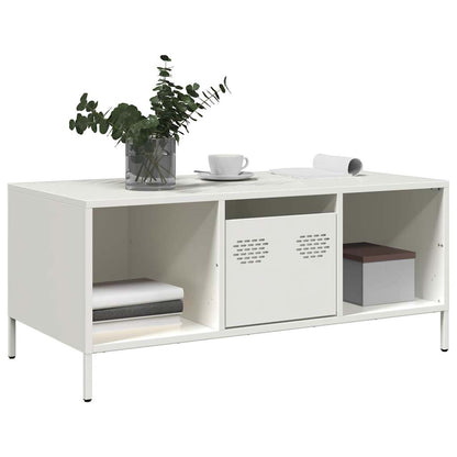 Salongbord Sofabord Hvit 101,5x50x43,5 cm kaldvalset stål