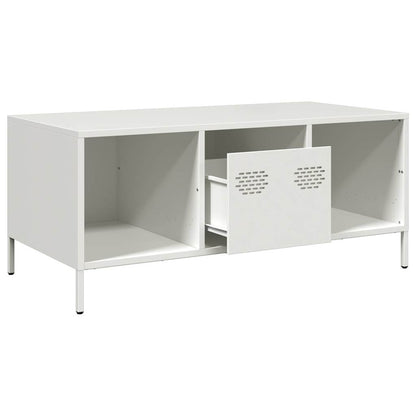 Salongbord Sofabord Hvit 101,5x50x43,5 cm kaldvalset stål