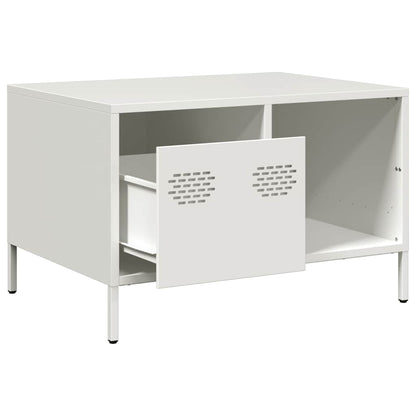 Salongbord Sofabord Hvit 68,5x50x43,5 cm kaldvalset stål