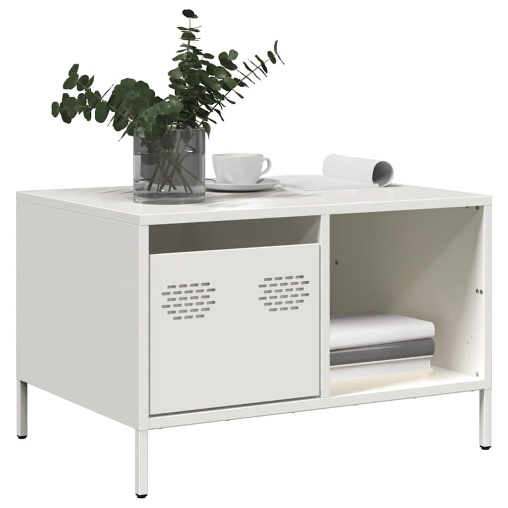 Salongbord Sofabord Hvit 68,5x50x43,5 cm kaldvalset stål