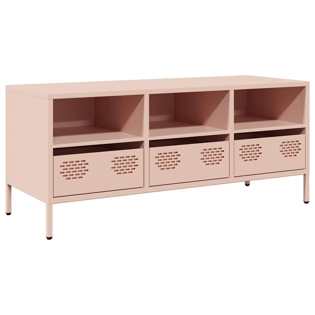 TV-Møbel DIV. TV-benk rosa 101,5x39x43,5 cm kaldvalset stål