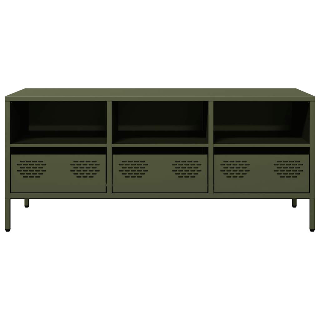 TV-Møbel DIV. TV-benk olivengrønn 101,5x39x43,5 cm kaldvalset stål