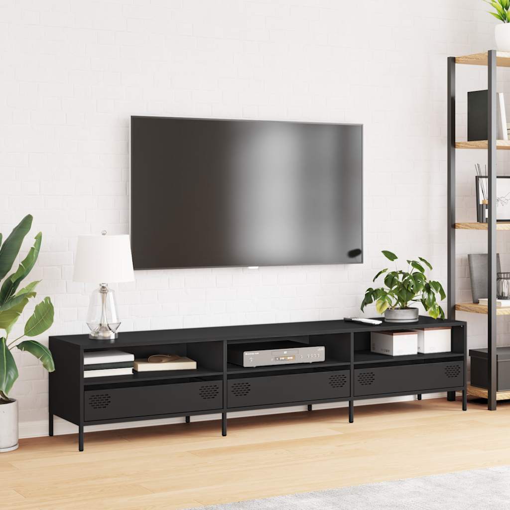 TV-Møbel DIV. TV-benk Svart 202x39x43,5 cm kaldvalset stål