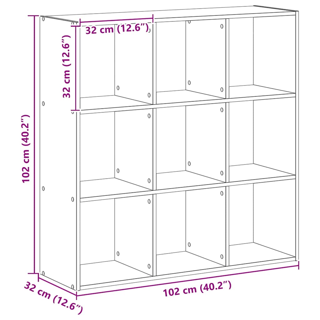 Bokhylle artisan eik 102x32x102 cm konstruert tre