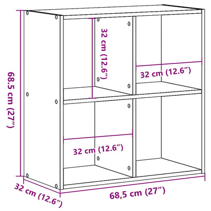 Bokhylle svart 68,5x32x68,5 cm konstruert tre