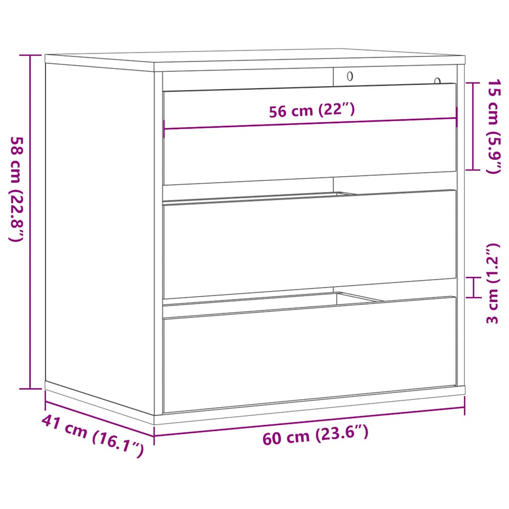Kommode Svart 60x41x58 cm