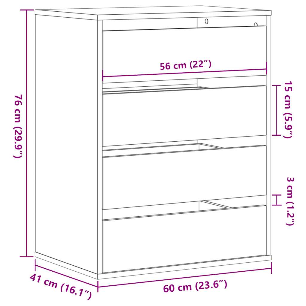 Kommode Gammelt Tre 60x41x76 cm
