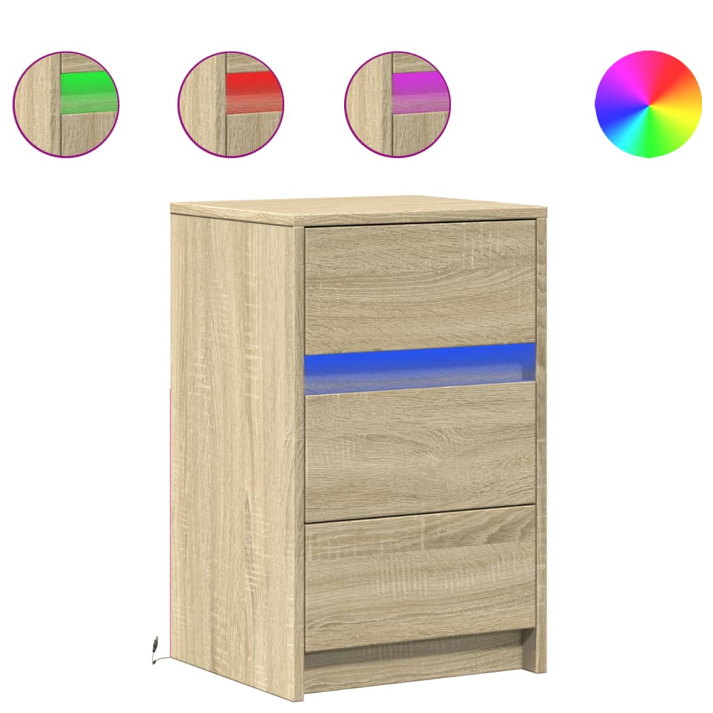Nattbord Sengbord Sonoma Eik med LED
