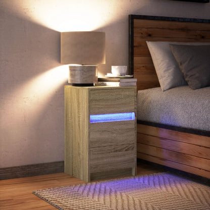 Nattbord Sengbord Sonoma Eik med LED