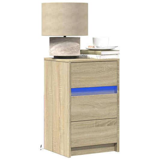 Nattbord Sengbord Sonoma Eik med LED