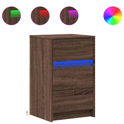Nattbord Sengbord Brun Eik med LED