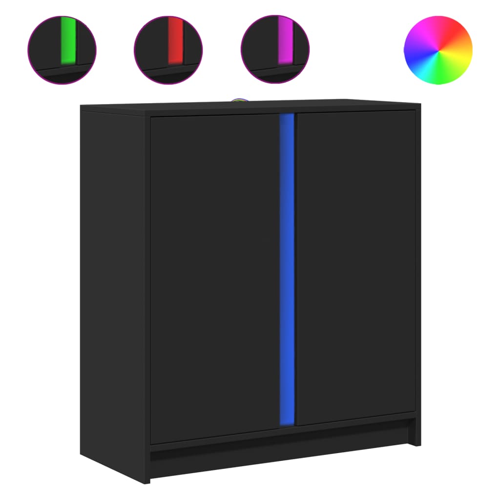 Skjenk Svart med LED 77x34x85 cm