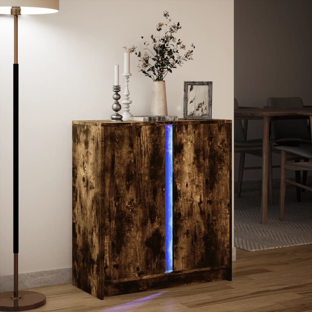Skjenk Røkt Eik med LED 77x34x85 cm