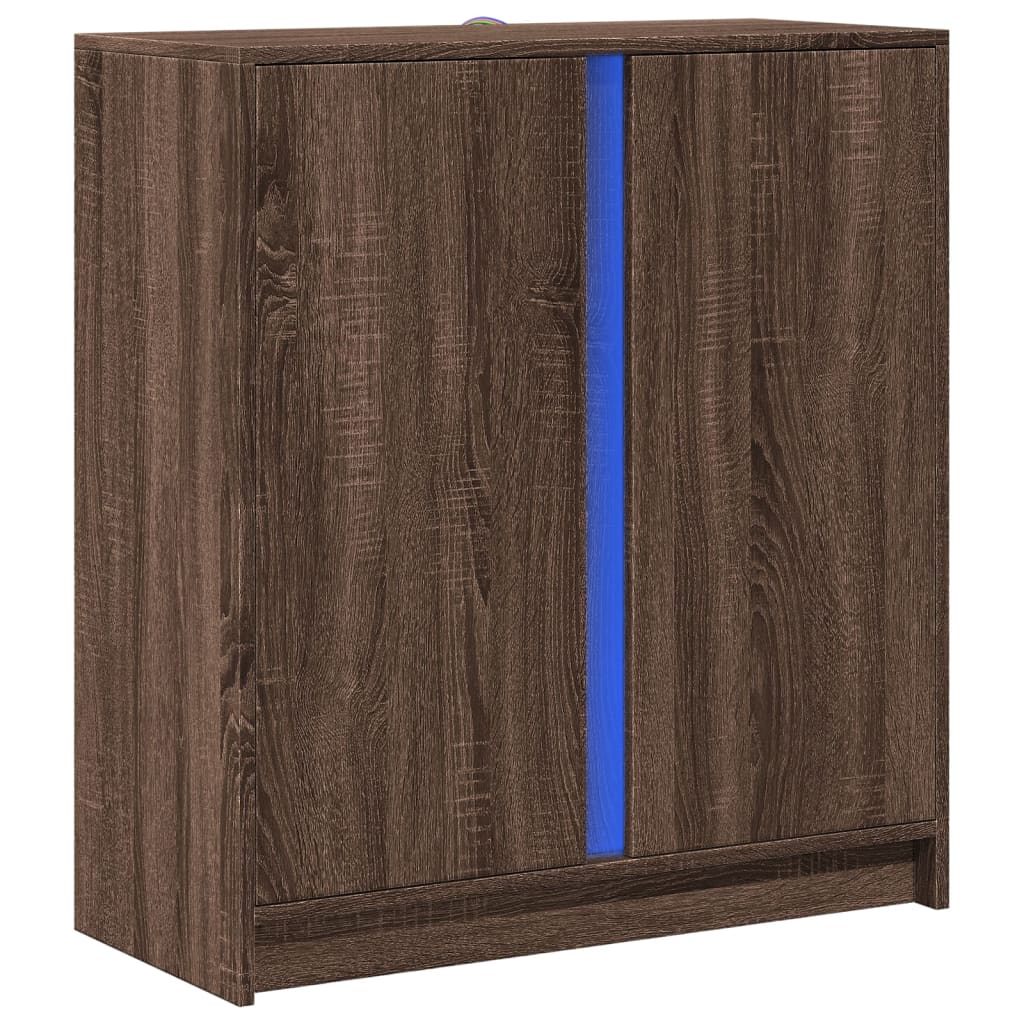 Skjenk Brun Eik med LED 77x34x85 cm