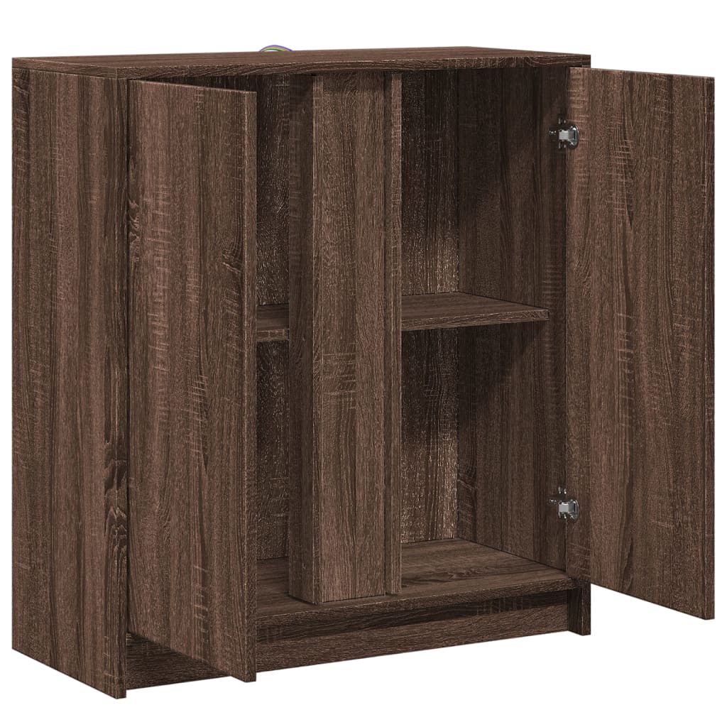 Skjenk Brun Eik med LED 77x34x85 cm