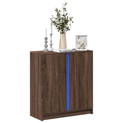 Skjenk Brun Eik med LED 77x34x85 cm